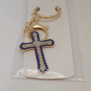 Mint Gold and Blue Cross Key Holder